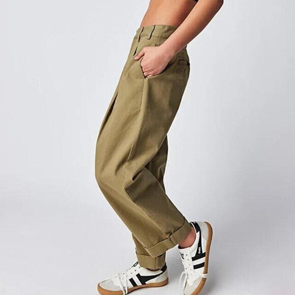 Free People Needed Breaking Trousers Pants Willow Wide-leg Cotton Solid S